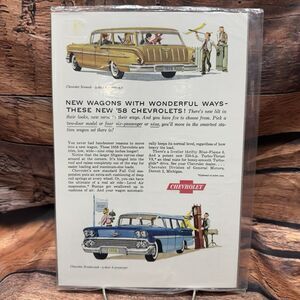 1958 Chevrolet Nomad Brookwood Station Wagons Vintage Print Ad Original GM Chevy